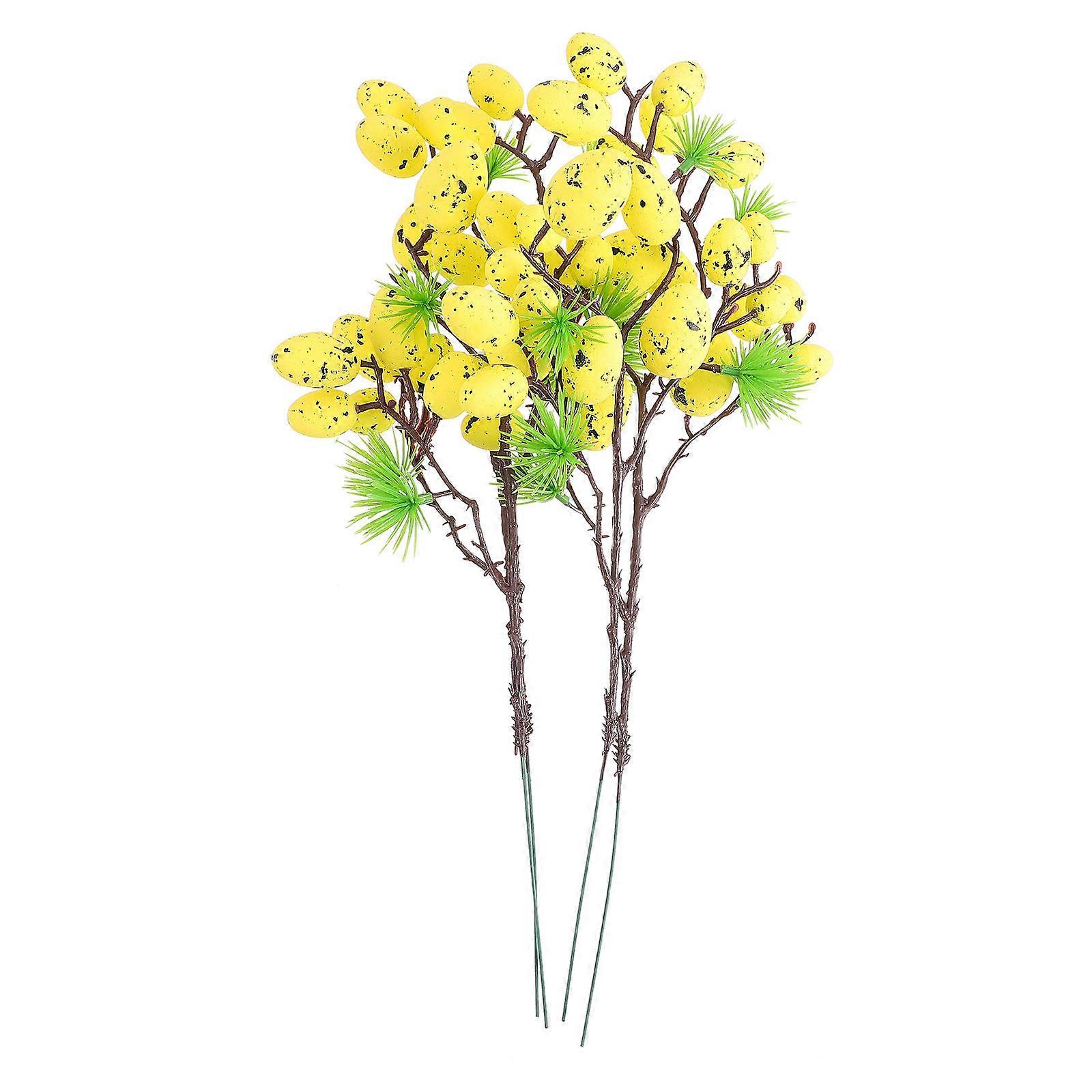 Artificial Eggs Stem Flower Arrangement Pick For Easter Party Home Decor 4Pcs