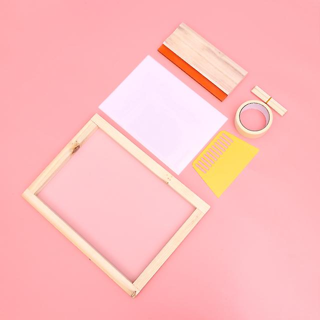 1 Set Of 19pcs Screen Printing Kit Diy Printing Tools Silk Screen Printing Frame Squeegees Inkjet Transparency Film Mask Tape
