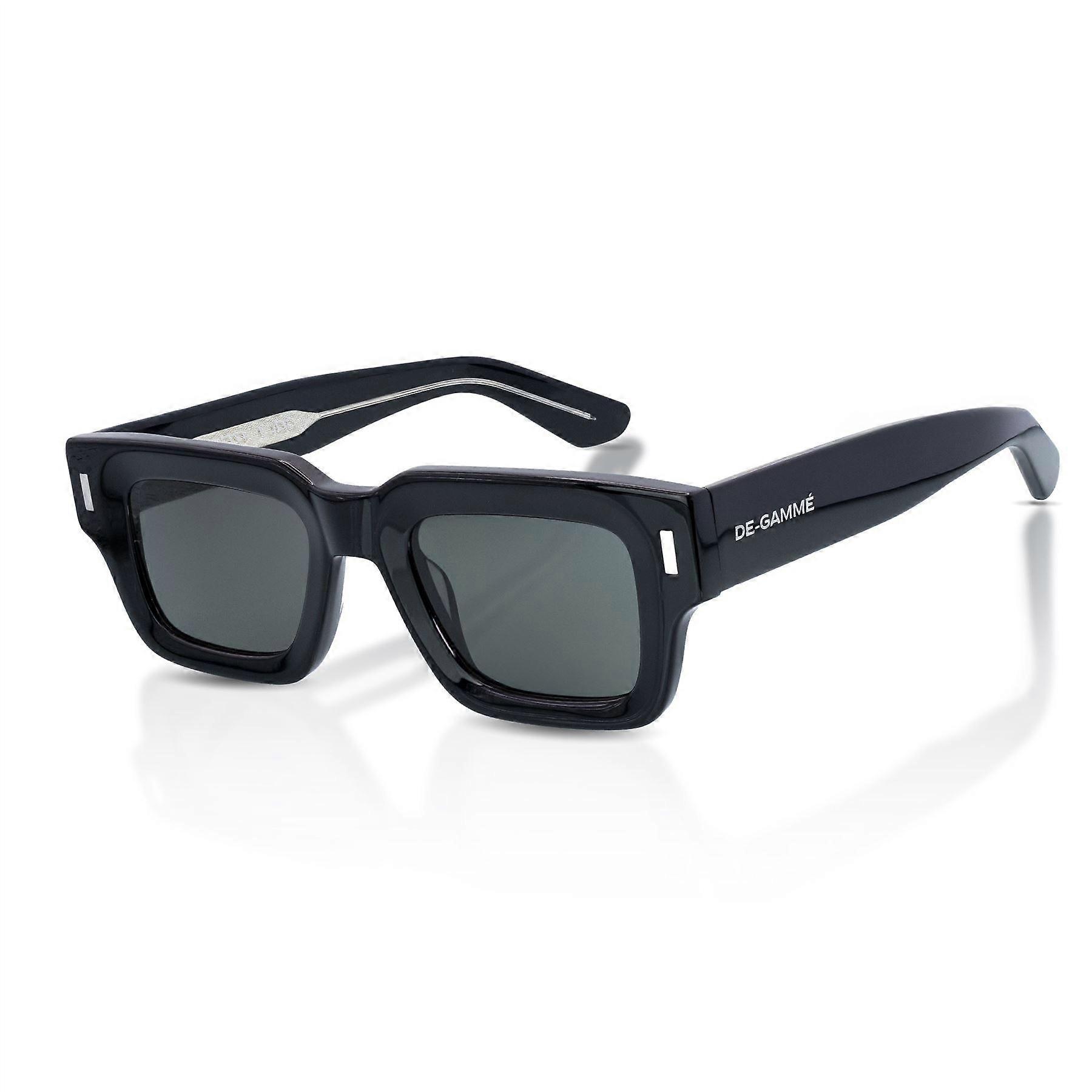 De-Gamme Unisex Black Rectangle Thick Frame Polarized Sunglasses - Budapest