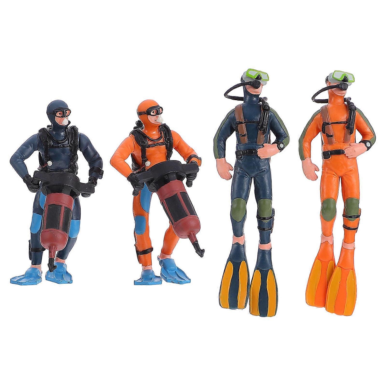 Scuba Action Figures Simulation Diver Decoration Classroom Role-Playing Teaching Aid Assorted Color 12.7X4CM Moisture-Proof 4Pcs