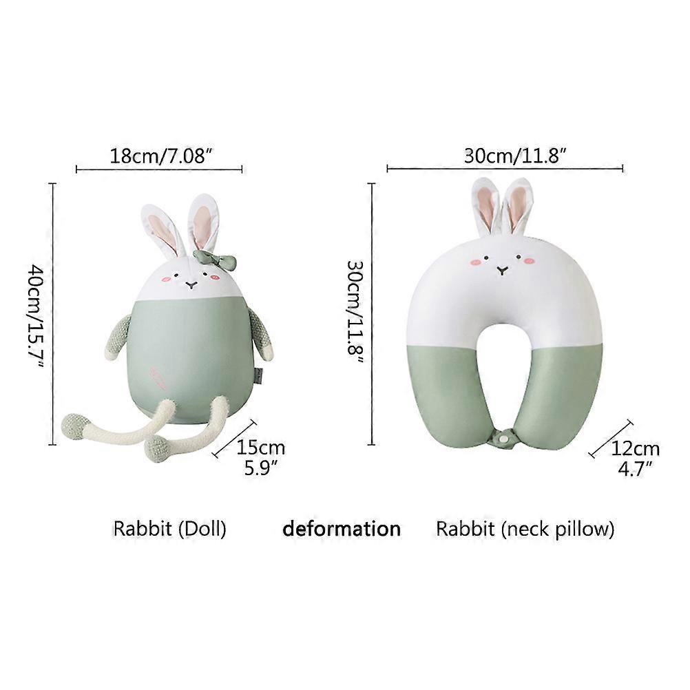 2 In 1 Neck Pillow Cute Bunny U Shape Neck Pillow Neck Support Pillow Rabbit Travel Pillow Neck Support for Camping Hiking Car Aeroplane