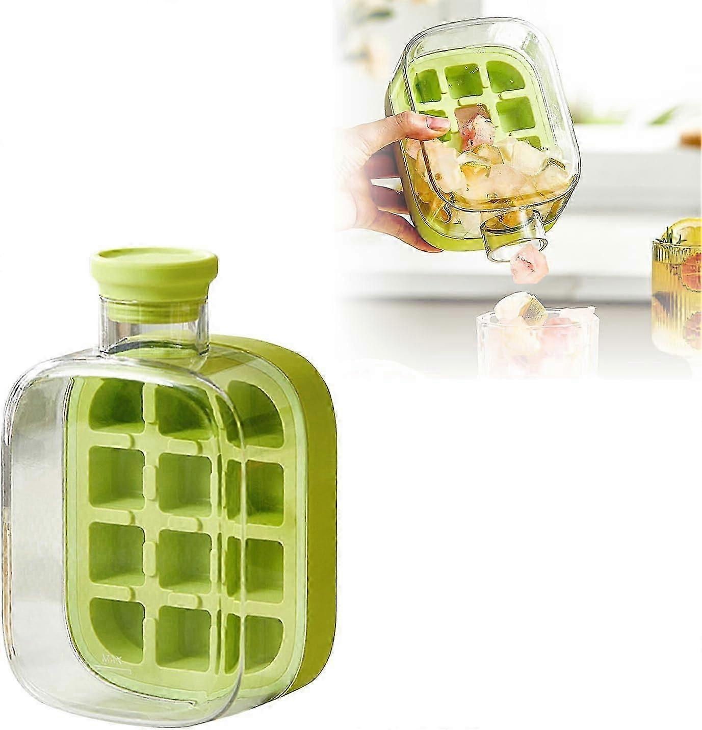 Ice Cube Bottle, Ice and Water Cup In One, Touch-Free Ice Cube Tray Water Bottle, Ice Maker for Freezer, Coffee, Juice, Beverage