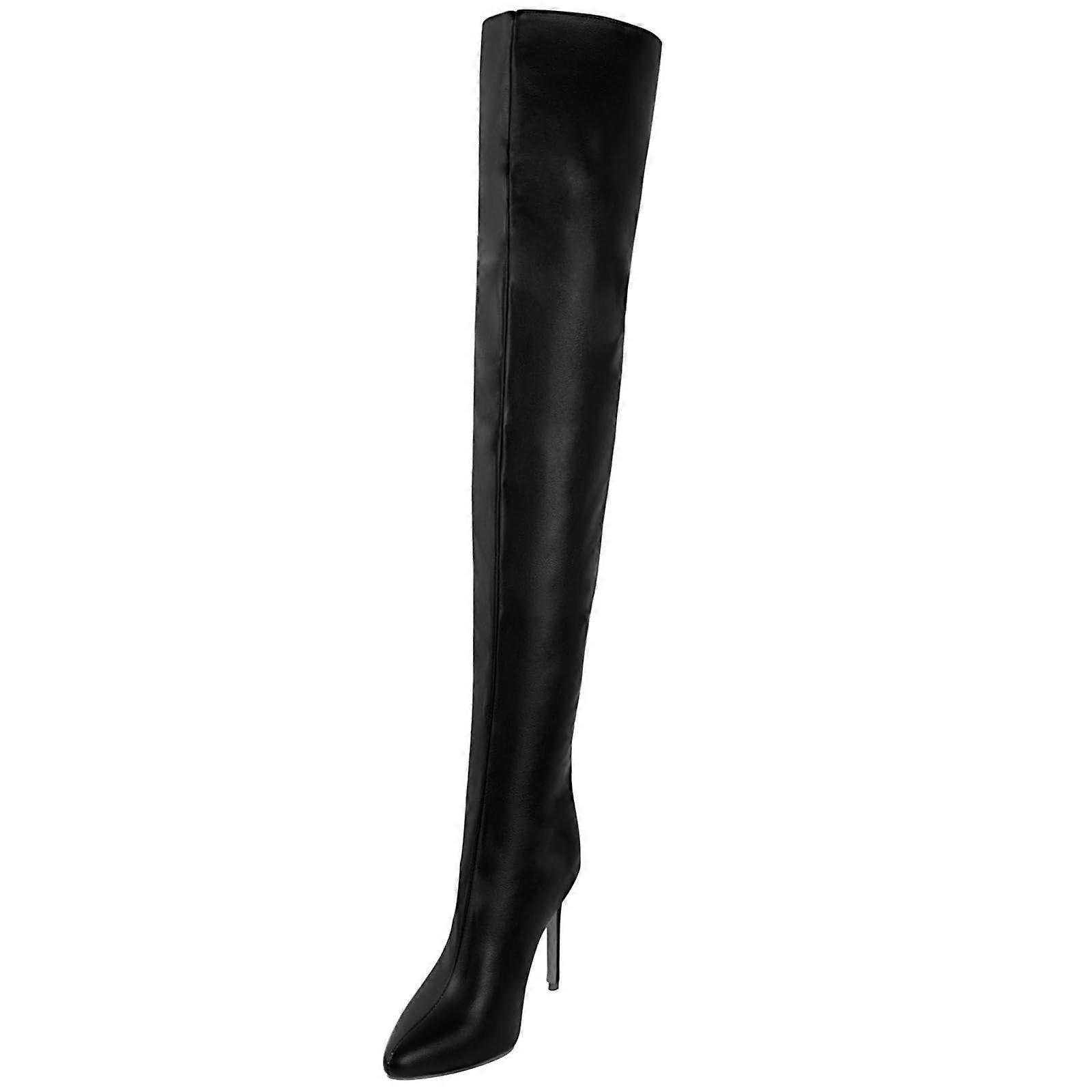 11CM/4.33IN Autumn and Winter PointyToe Sexy OvertheKnee Boots for Catwalk and Nightclub Super Heeled Women's Large Size Boots 47 EU Black