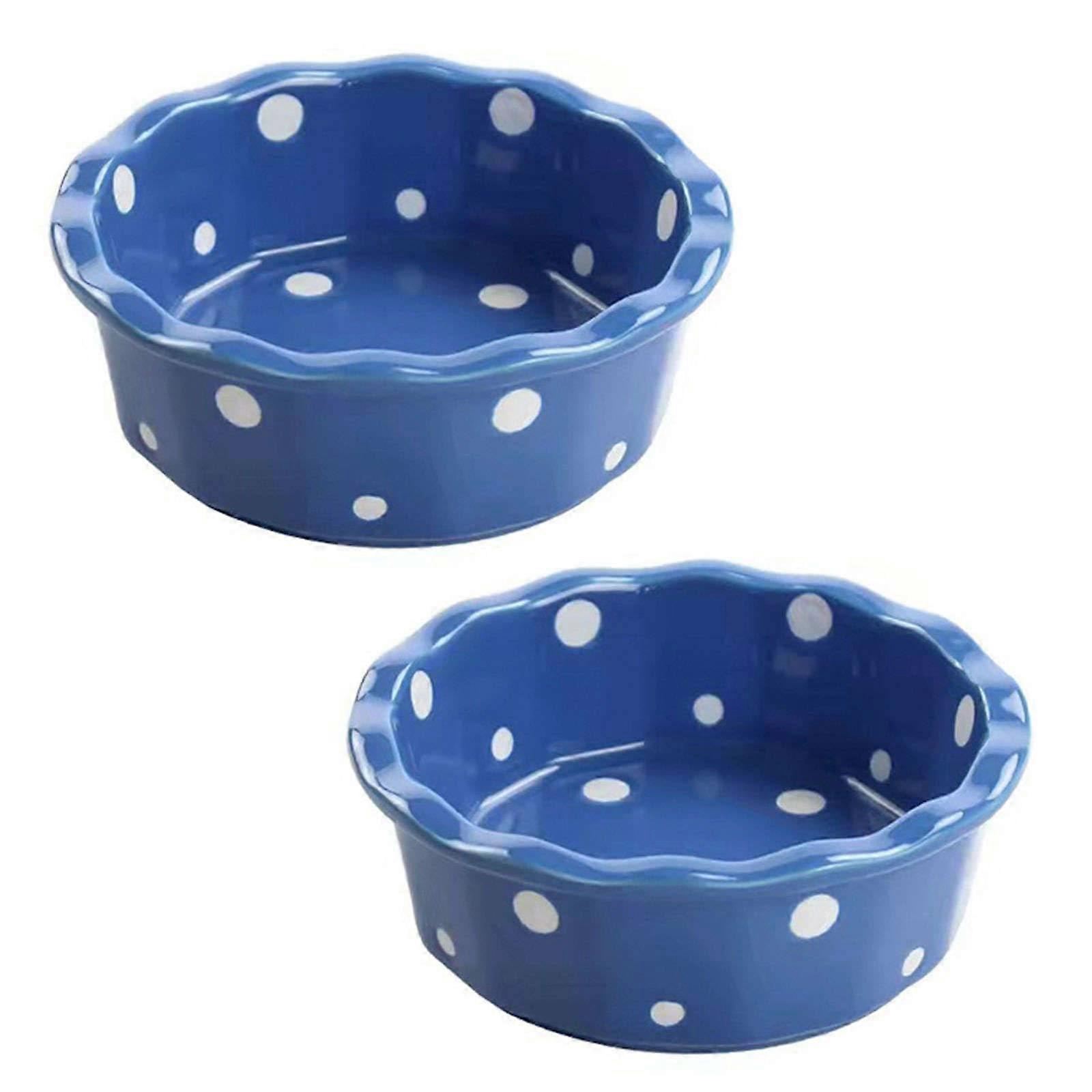 Oven dish, ceramic dish, small round baking set, 2 pieces, colorful ceramic baking dish, round ceramic cake plate (blue) 15cmx15cmx5cm blue