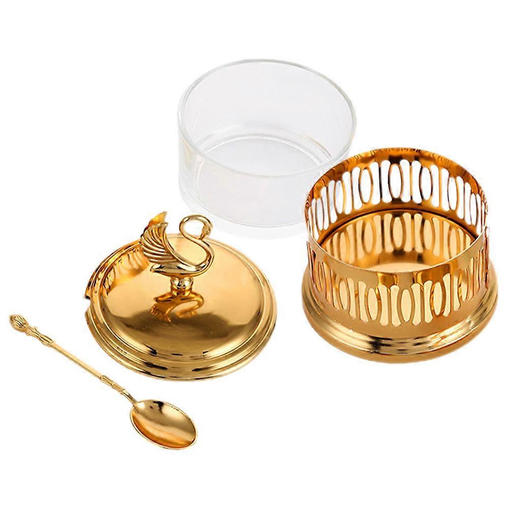 Glass Containers With Lids Candy Canister Storage Jar Home Decor Food Storage Sealable Container Round 5.1×3.9×3.9in 1Pcs