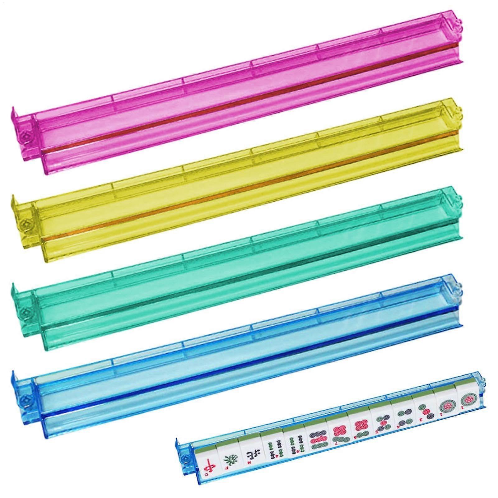 Mahjong Racks with Pushers Clear Multicoloured Racks, Set of 4 Acrylic