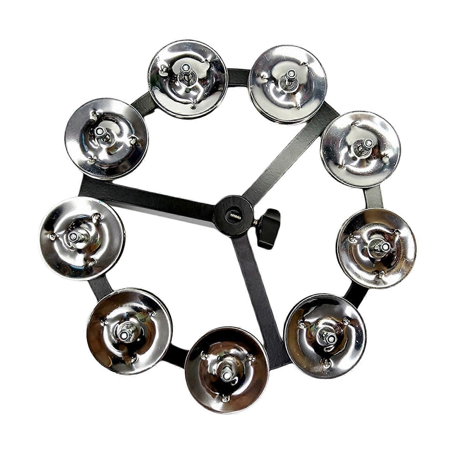 Drum cymbals, hihat tambourine, bells, music rhythm tambourine, durable, easy to assemble with series percussion instrument, single silver