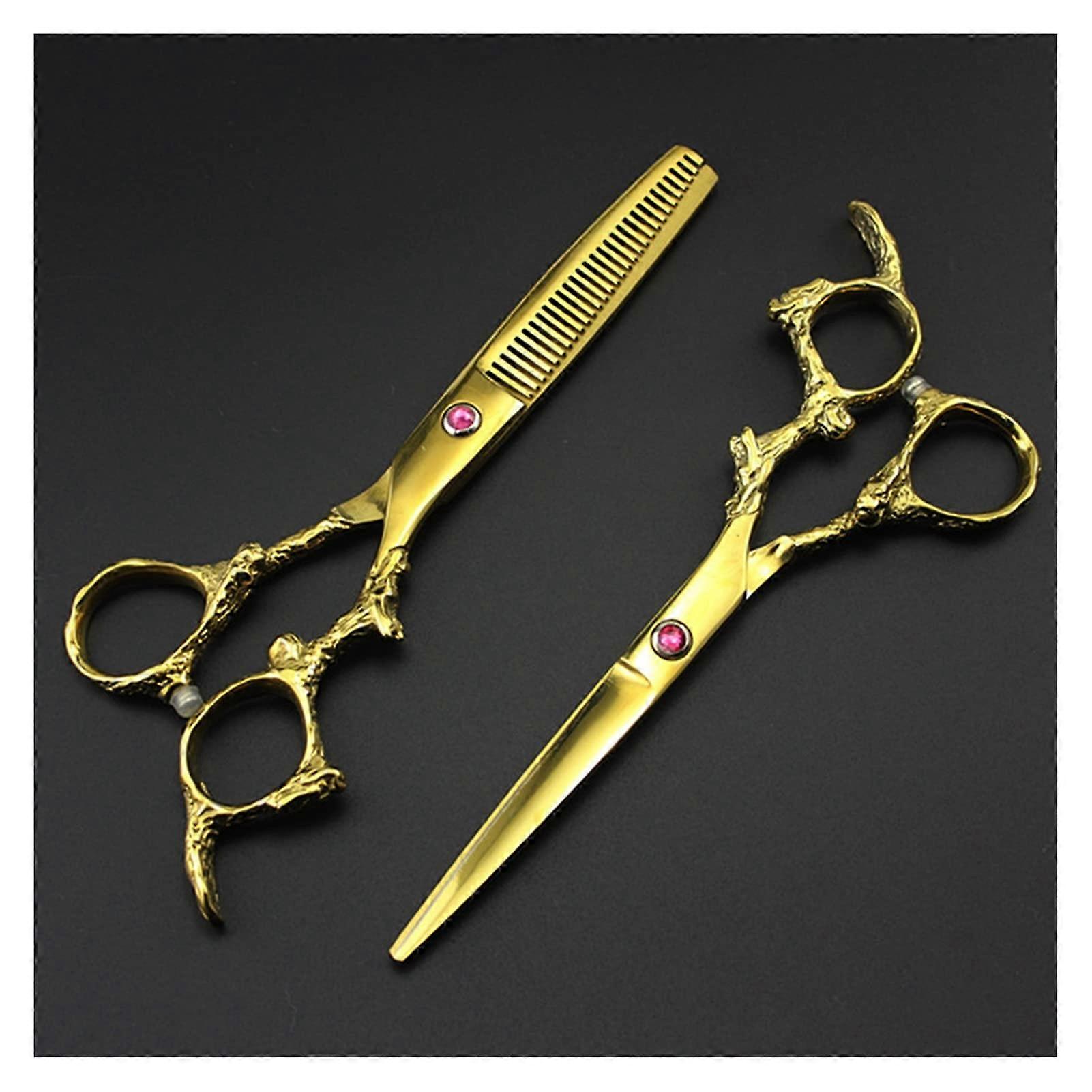 barber scissor set, thinning shears, hair cutting scissors, gold set B