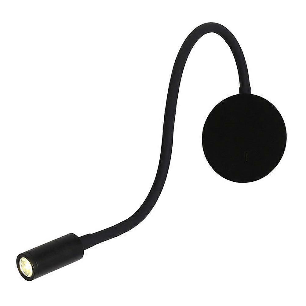 Wall Mounted Bed Lamp Black Plastic Reading Light Switch Control 1Set