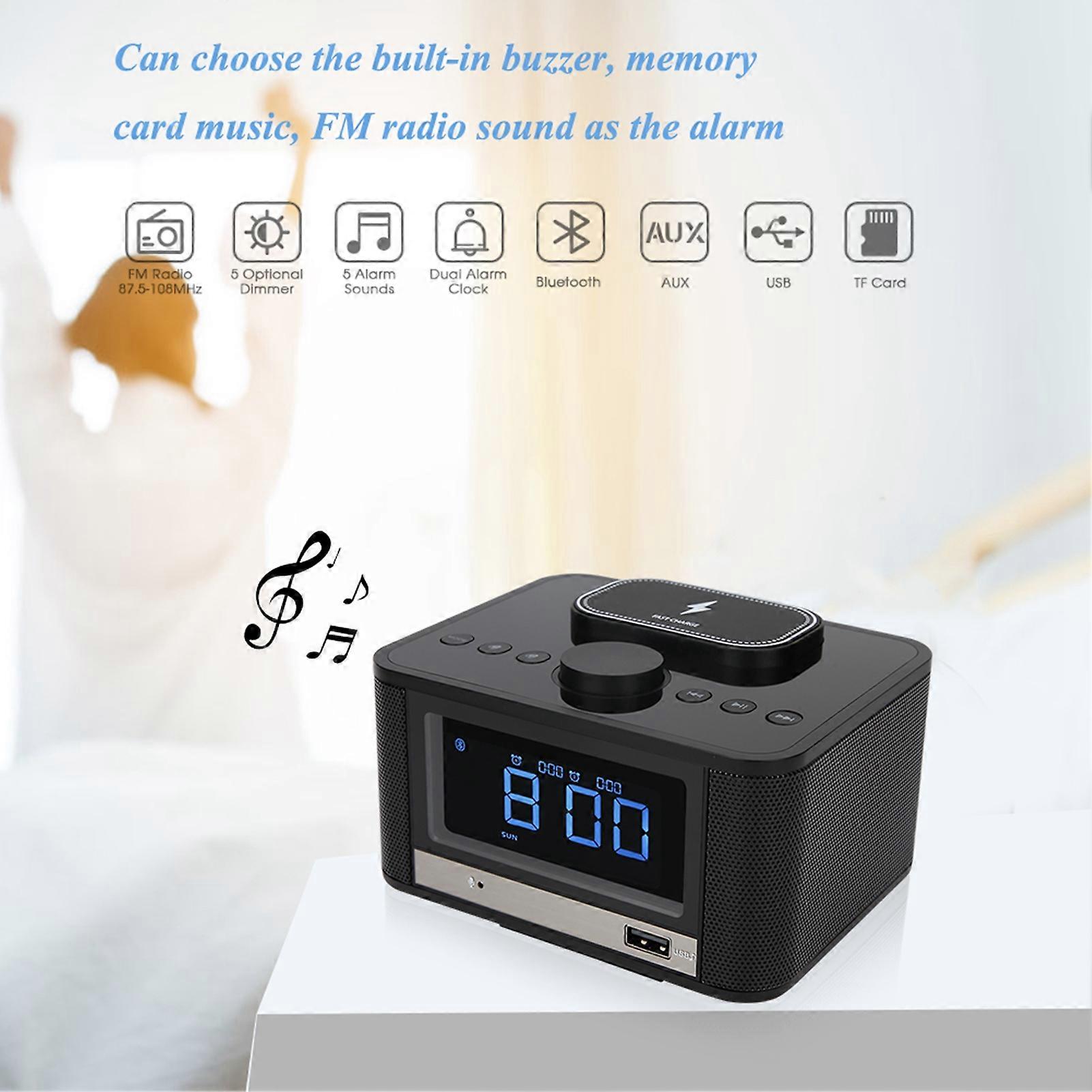 Bluetooth Speaker Player Radio Wireless Charging Digital Alarm Clock