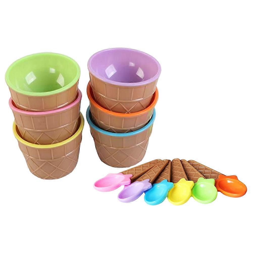 1 Set of Small Ice Cream Bowls with Spoons for Kids Colored Ice Cream Holders and Containers