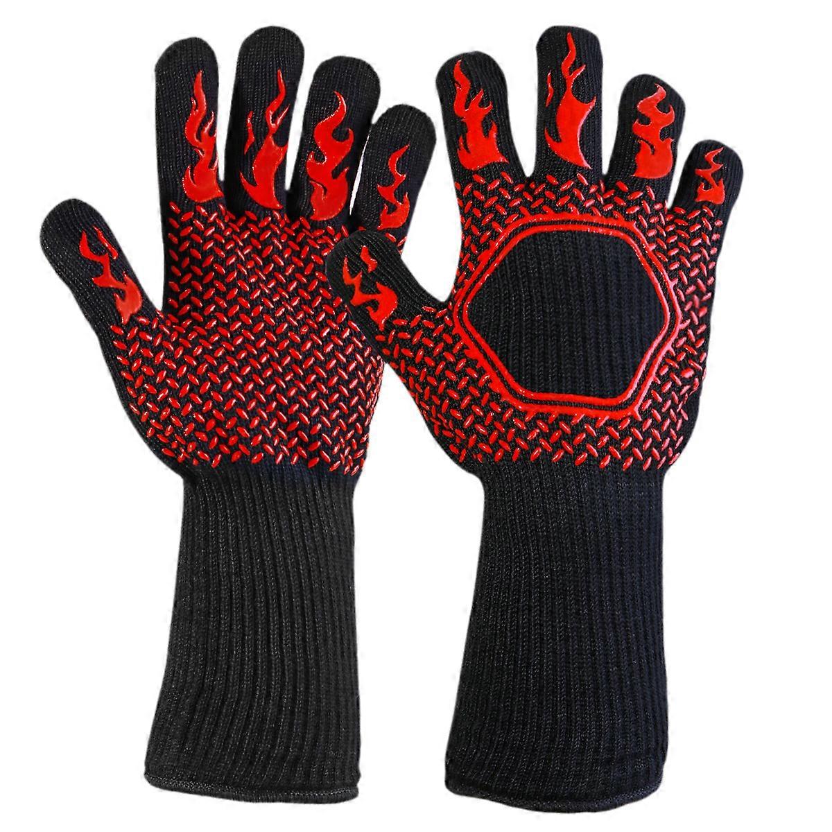 High Heat Oven Mitts BBQ Gloves For Flipping Brisket Non-slip Grip Cotton Lining 13.4×6.7×1.2in 1 Pair