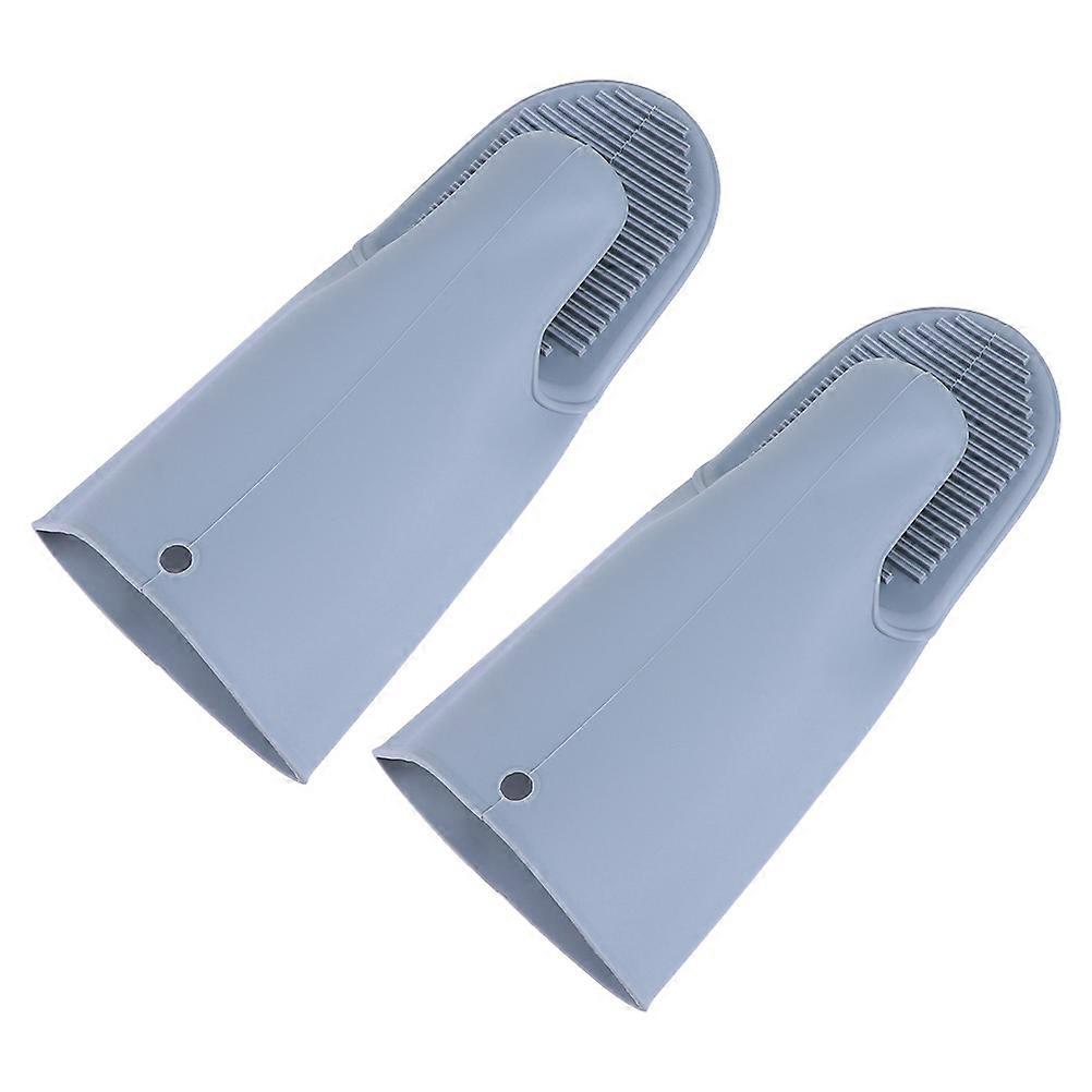 Silicone Oven Gloves for Baking with High Temperature Insulation Grey Color 2 Pcs
