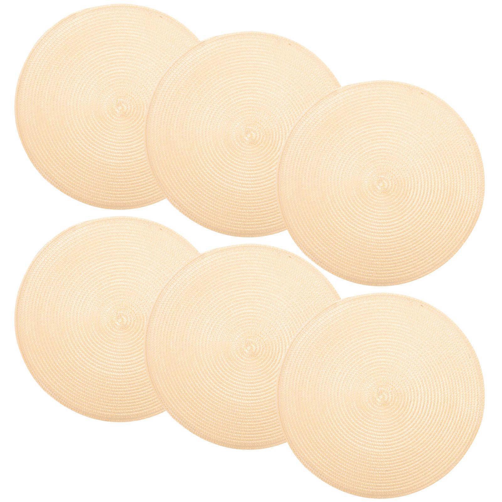 Placemat Set of 6 HeatResistant Woven Plastic Beige Table Mats for Home Use Dining Decor