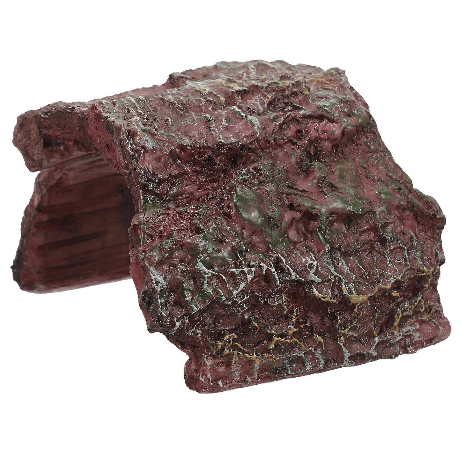 Resin Reptile Cave Hideout with Natural – Turtle Basking Platform, Safe Amphibian Habitat Shelter for Tortoises, Frogs, and Fish Tank Decor