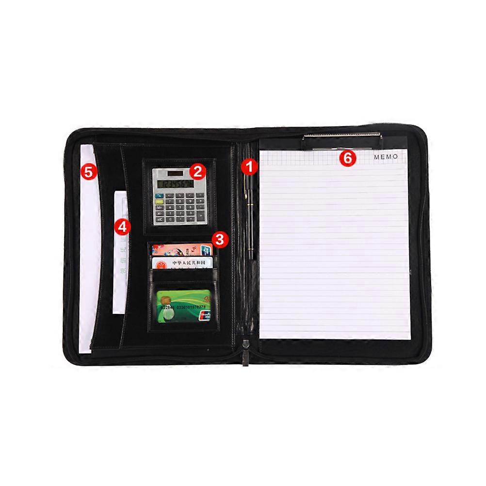 A4 Multifunctional PU Portfolio with Calculator for File Storage Black 1 Piece