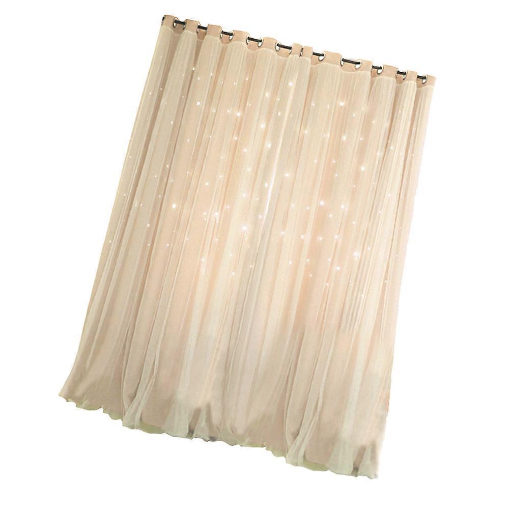 Hollow Window Drapes Polyester Bedroom Curtain Regular Grommets Light Blocking 100 x 200 x 0.5 Cm Beige 1Pack