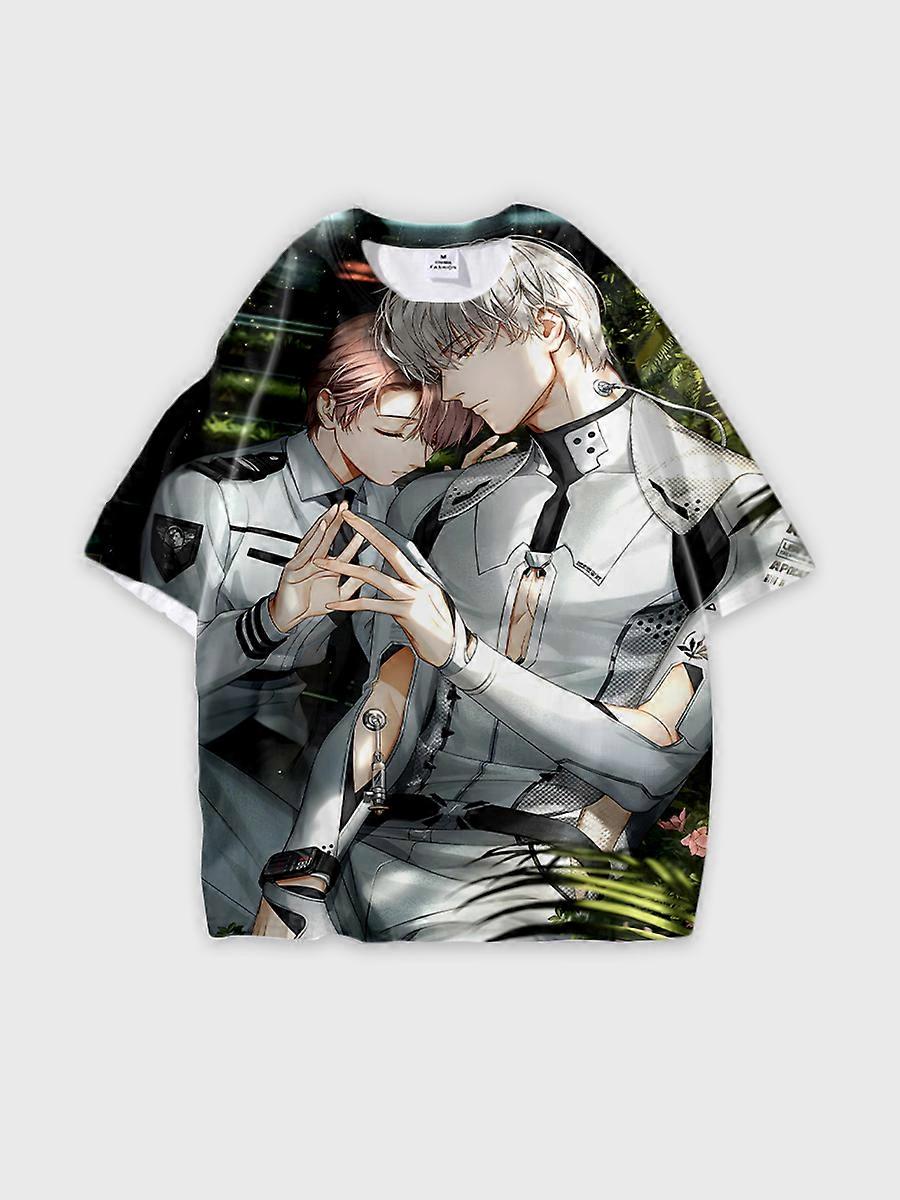 T-shirt round neck Role Pattern loose short sleeve B719