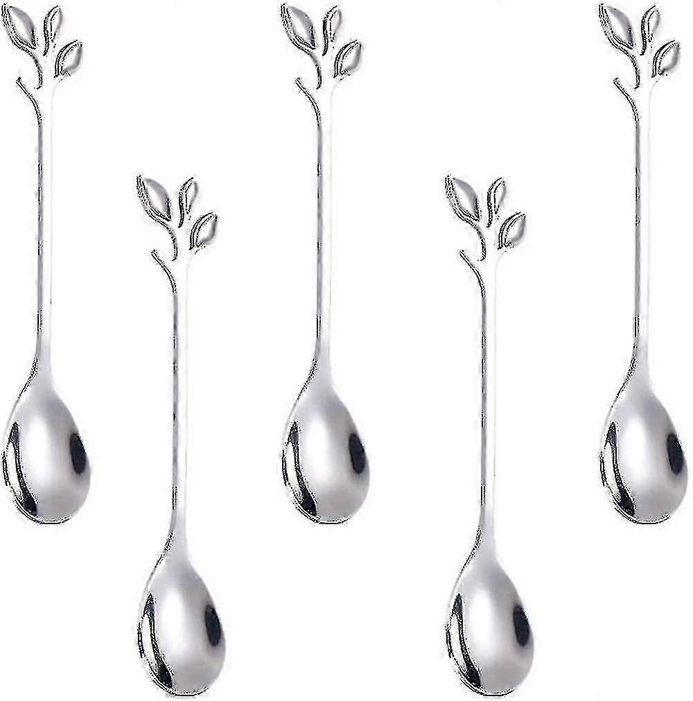 Small Mini Metal Flower Shape Leaf Spoon 5pcs
