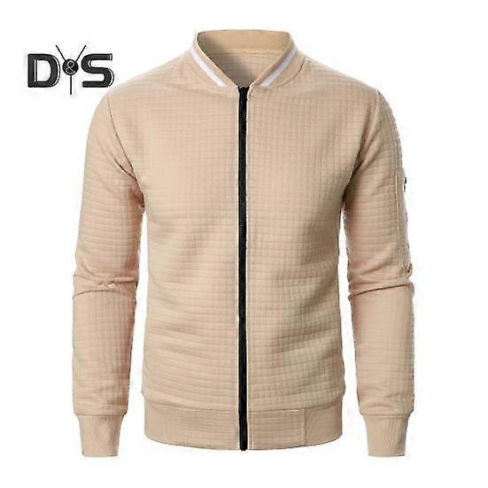 Men Jacket Autumn Winter Solid Color Waffle Texture Sweatshirt Jacket with Pockets Zipper Placket Casual Outwear Sporty Wear