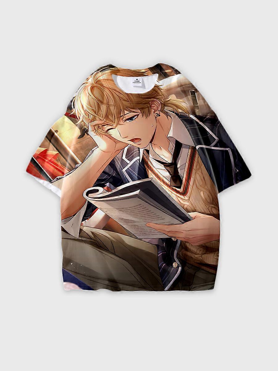 T-shirt round neck Role Pattern loose short sleeve E1137