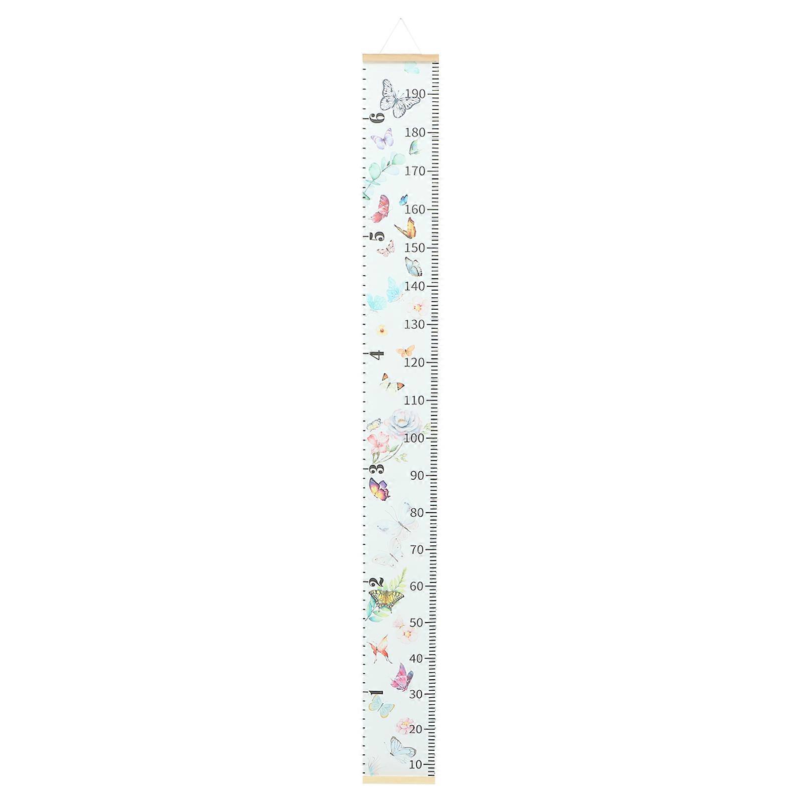 Butterfly Printed Height Chart Wall Hanging Growth Ruler with Creative Frame, Removable & Non Fading Measuring Decor for Bedrooms, Nurseries, and