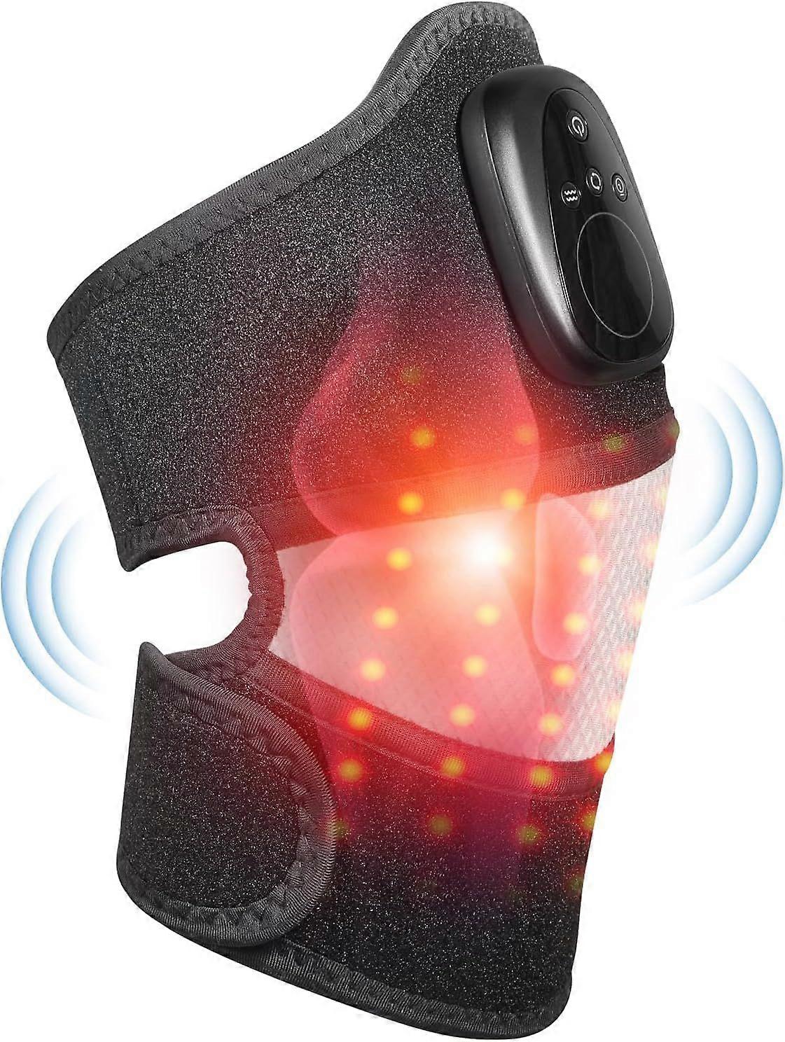 Cordless knee massager with red light therapy and heating, heated knee brace for