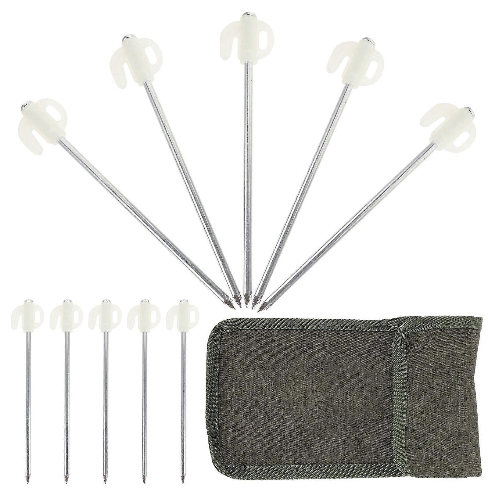 Stainless Steel Tent Stakes for Camping with White Color and Cloth Bag Included Fits Various Grounds 1 Set