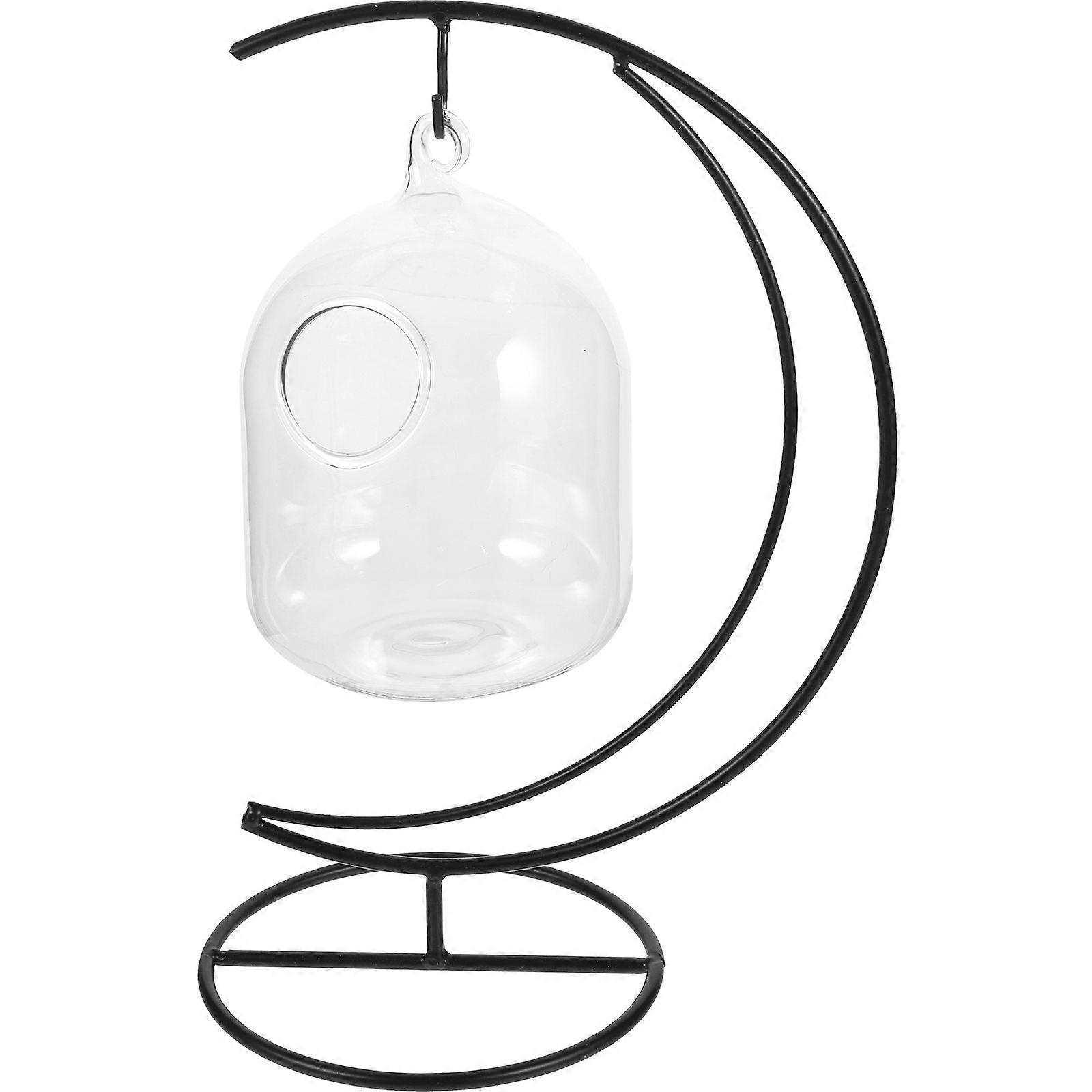 1 Set of  Desktop Hanging Glass Fish Tank with Stand Table Aquarium Glass Betta Fish Bowl