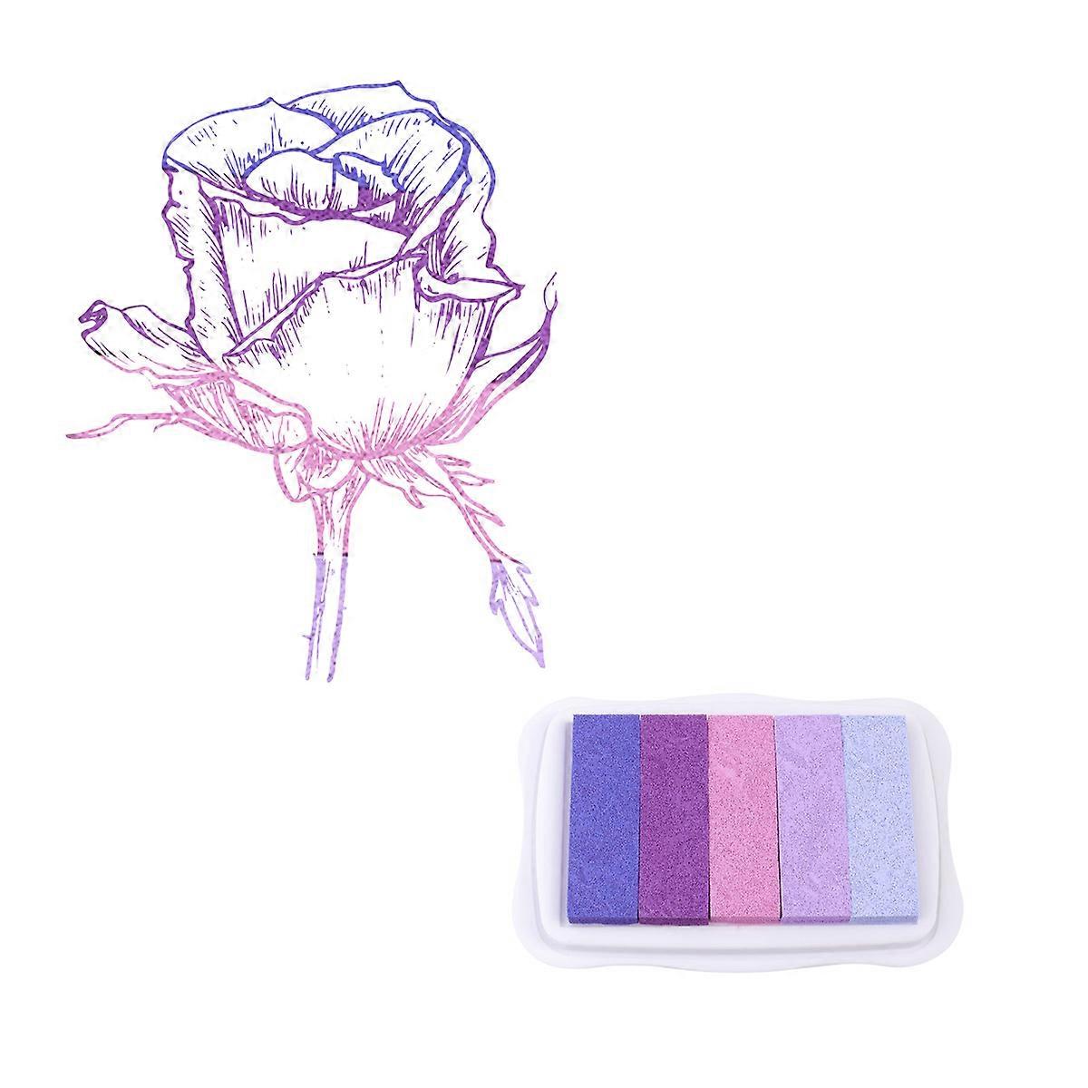 5 Colors Ink Pad For Craft Projects Purple 10.00X6.50X1.70CM Quick Dry Water-Based For Artists 1Set