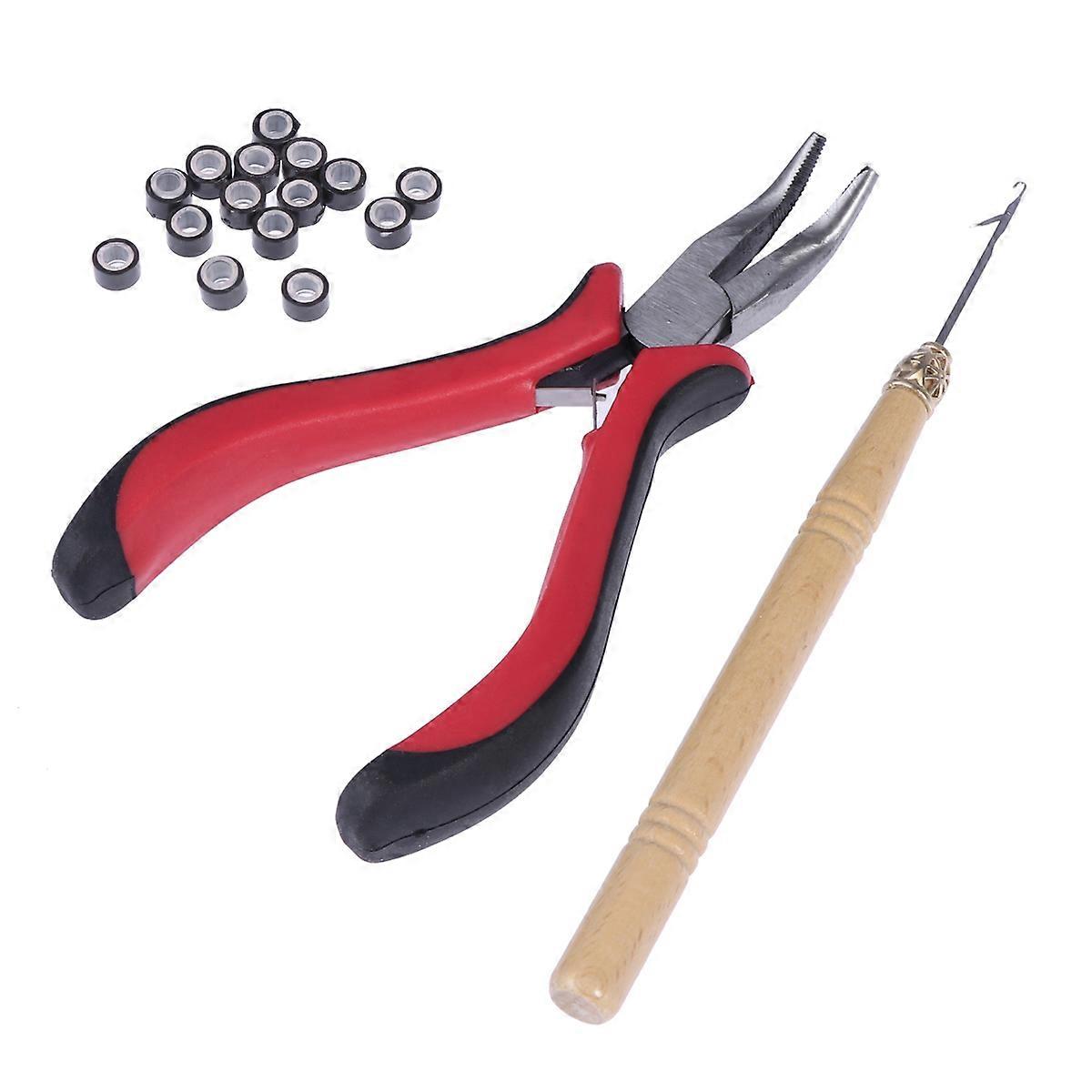 Hair Extension Tool Kit for Salon Use with Plastic and Metal Pliers Needle Micro Rings Assorted Color