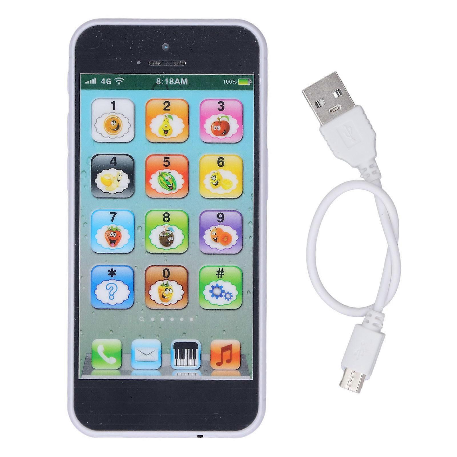 Phone Learning Machine Rechargeable Early Educational Simulation USB Learning Play Cell Phone Black
