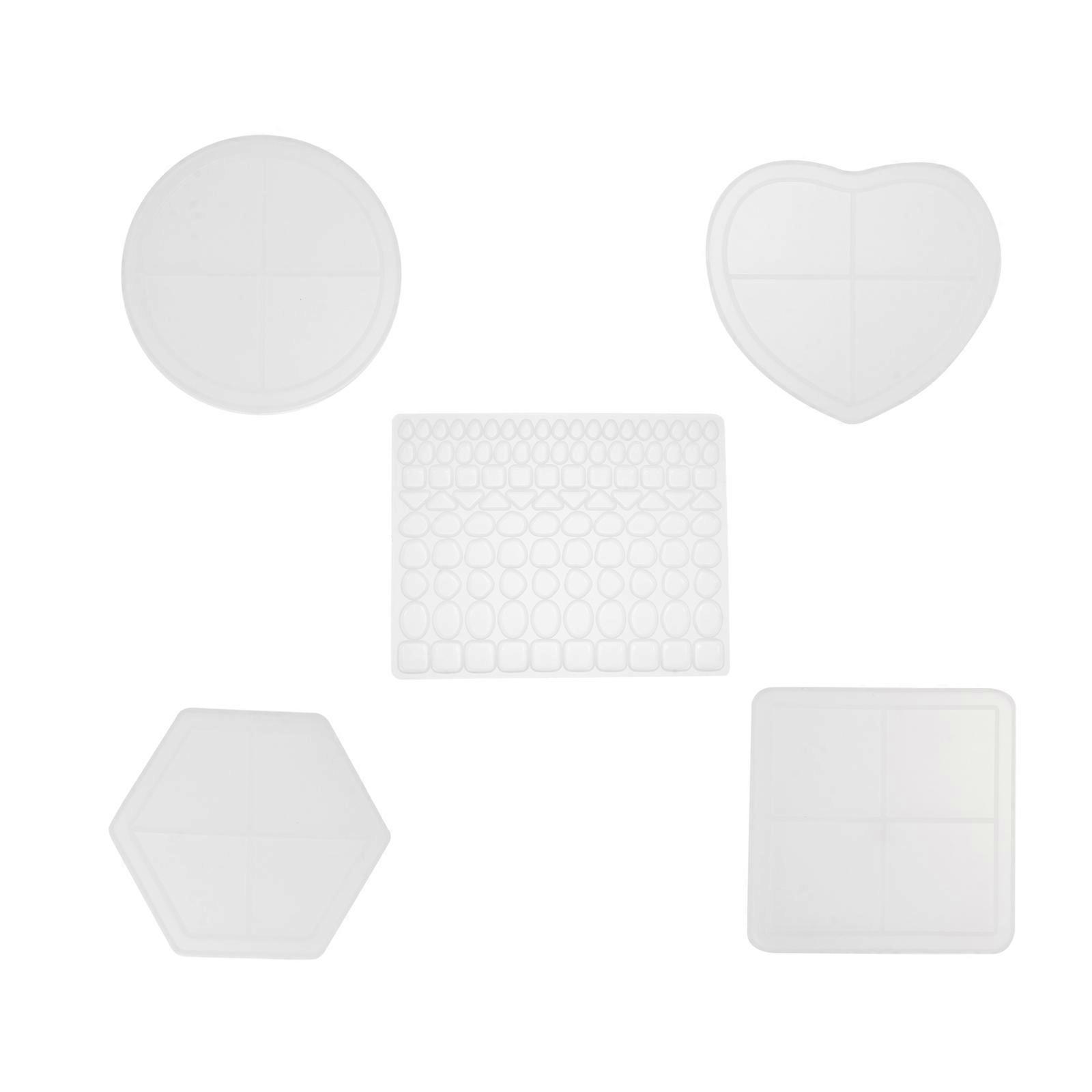 Resin Casting Molds for Craft Project Home Decoration 10.50X9.00X0.70cm Heart Shape Flexible Design 5Pcs