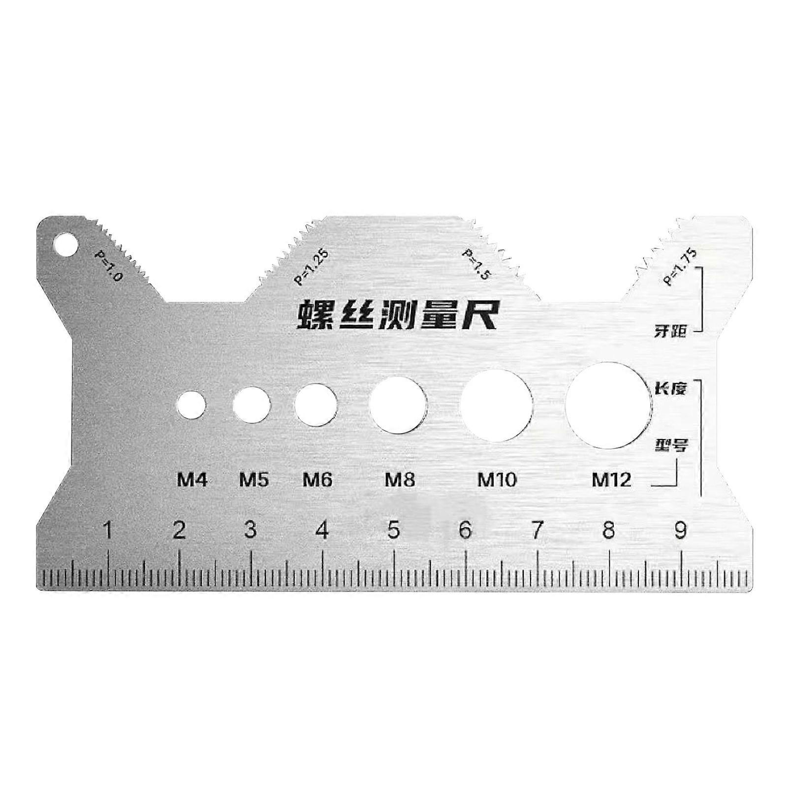 Stainless Steel Double-Sided Bolt Gauge, Portable Bolt Size Gauge, Metric Thread Checker for Machinists Engineers