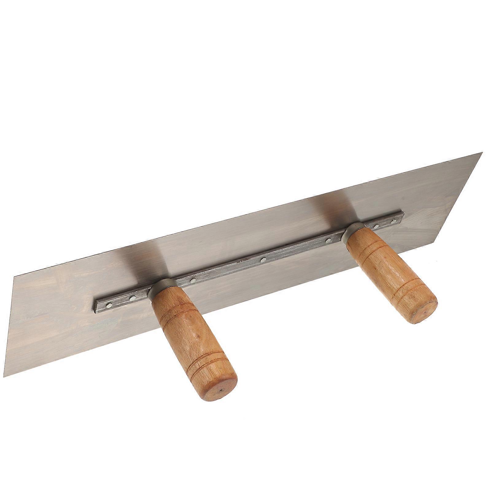 Dual Handle Steel and Wood Concrete Trowel for Home Use with Extended Design and Assorted Colors 12.5 inches