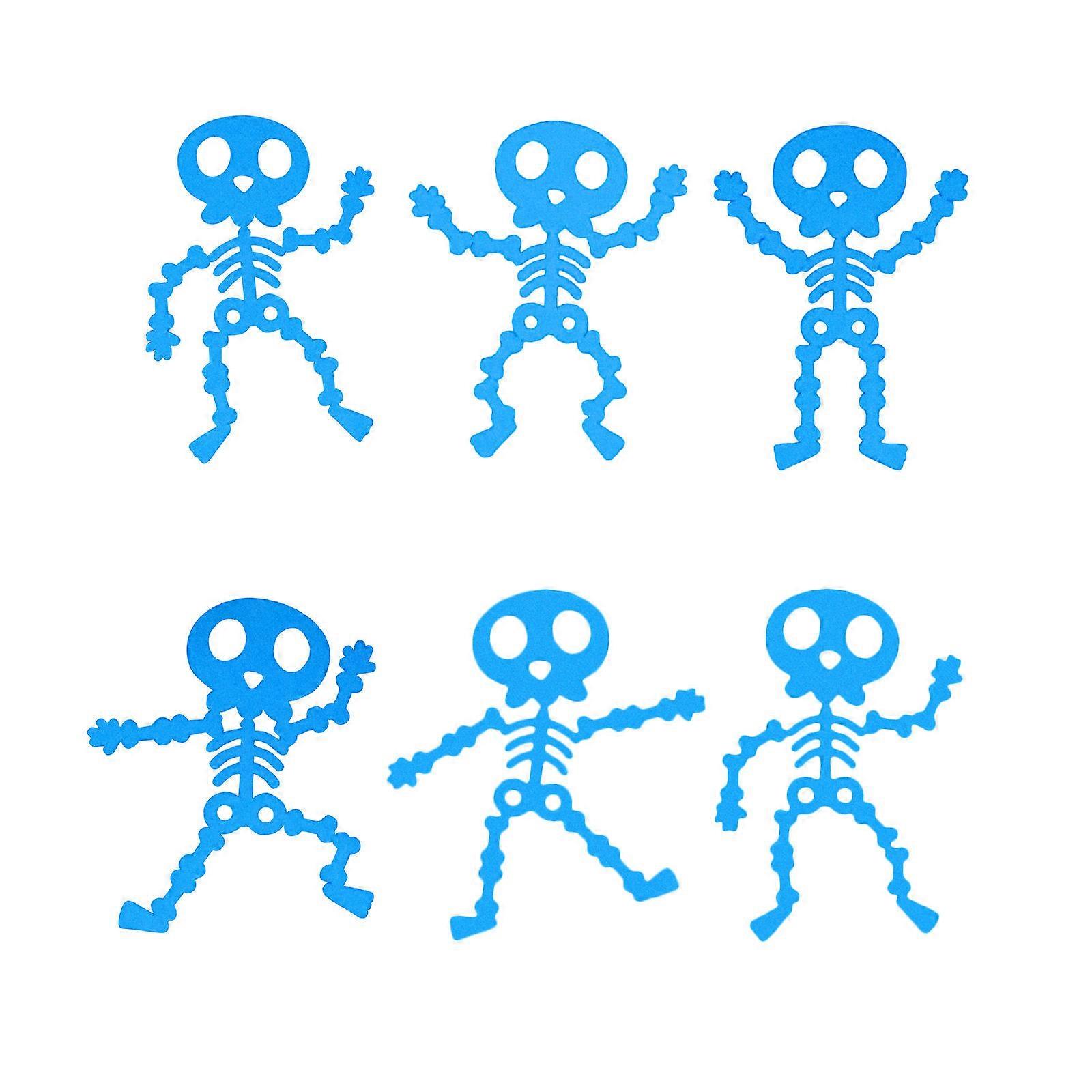 Removable Halloween Wall Decorations 6Pcs Glowing Stickers Skeleton Pattern 11x8cm Decor