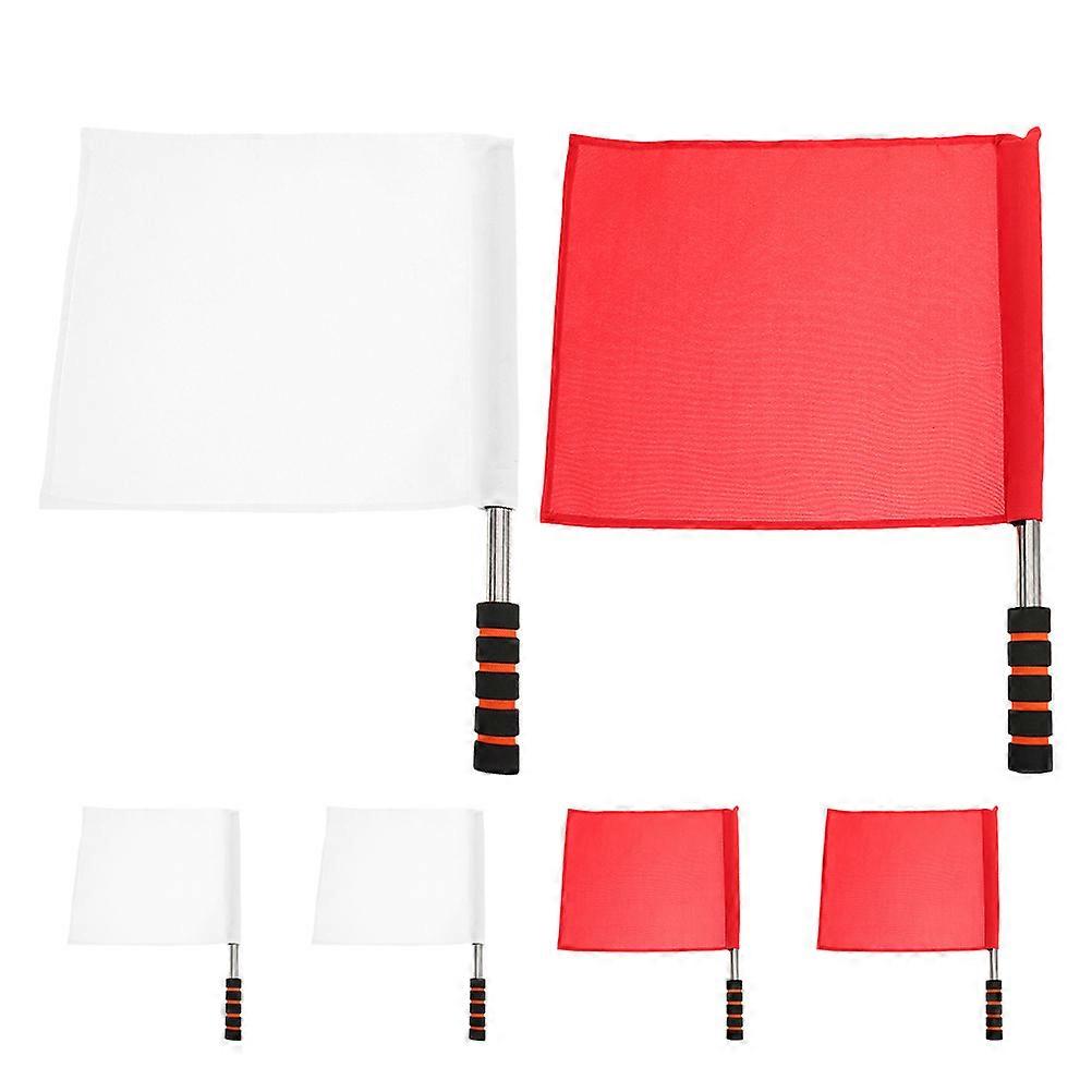 Handheld Referee Flags Pack of 6 Lightweight Weather Resistant Signal Flags for Sports Officials Red White for Football Rugby Volleyball Training