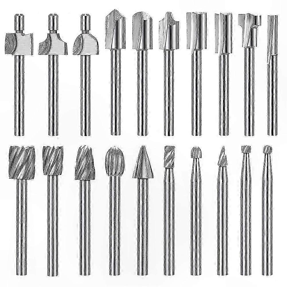 20Pc HSS Carbide Engraving Bits Set, 1/8" Shank Router Bits for Rotary Tools