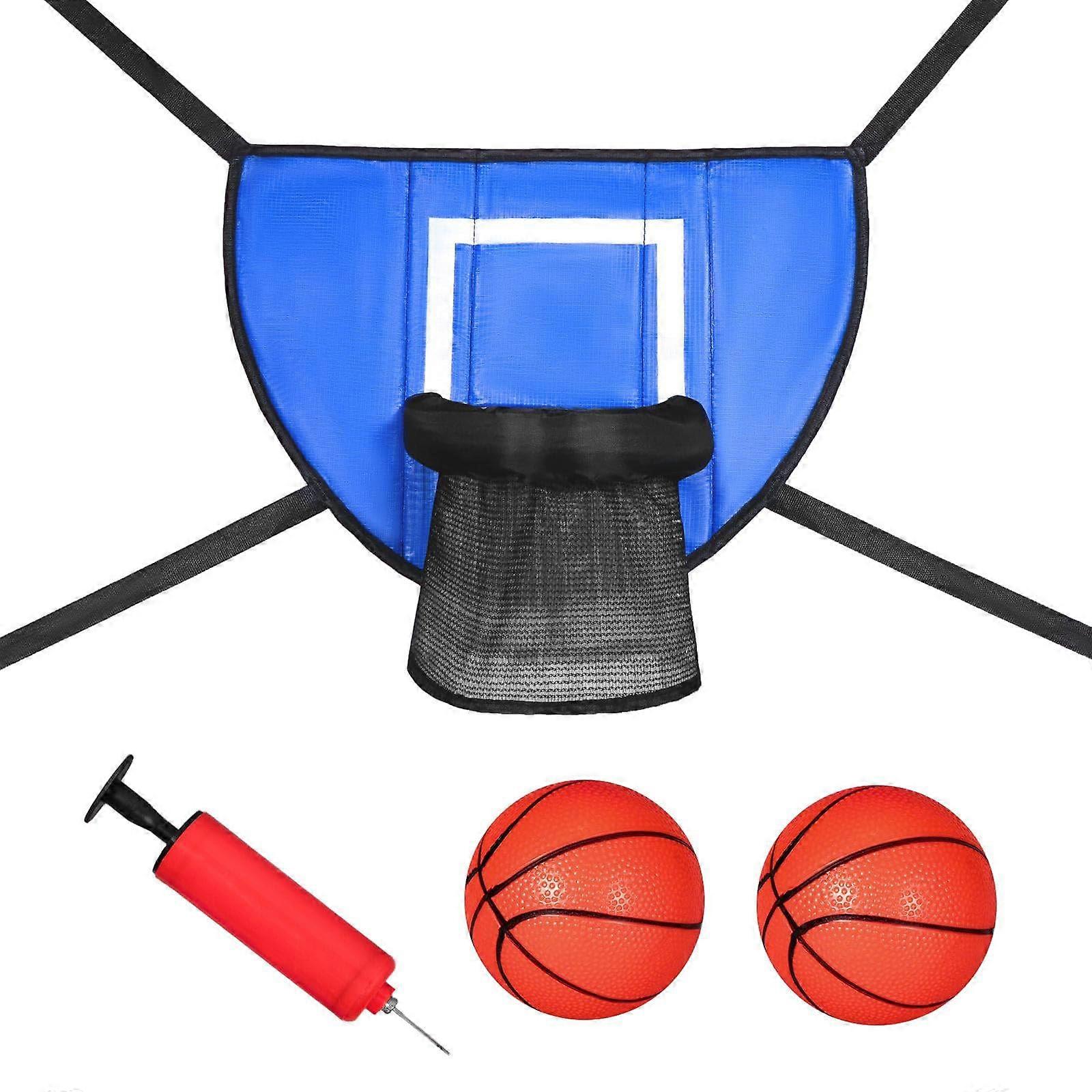 Trampoline Basketball Hoop for Outdoor Use, Includes 2 Soft Basketballs and 1 Pump, Suitable for Indoor and Outdoor Trampolines