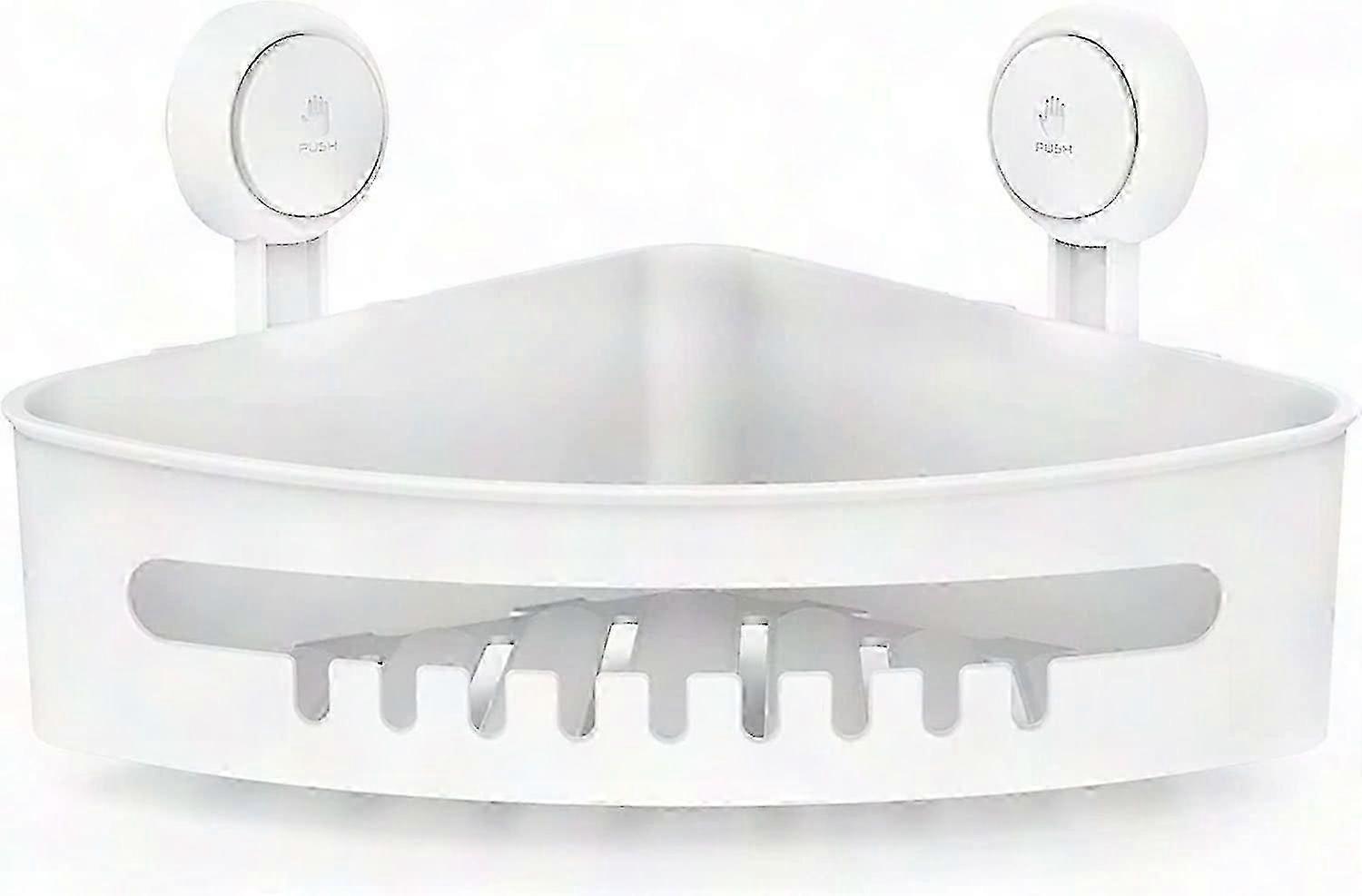 No Drill Bathroom Corner Shelf - Shower Storage Bracket (White)