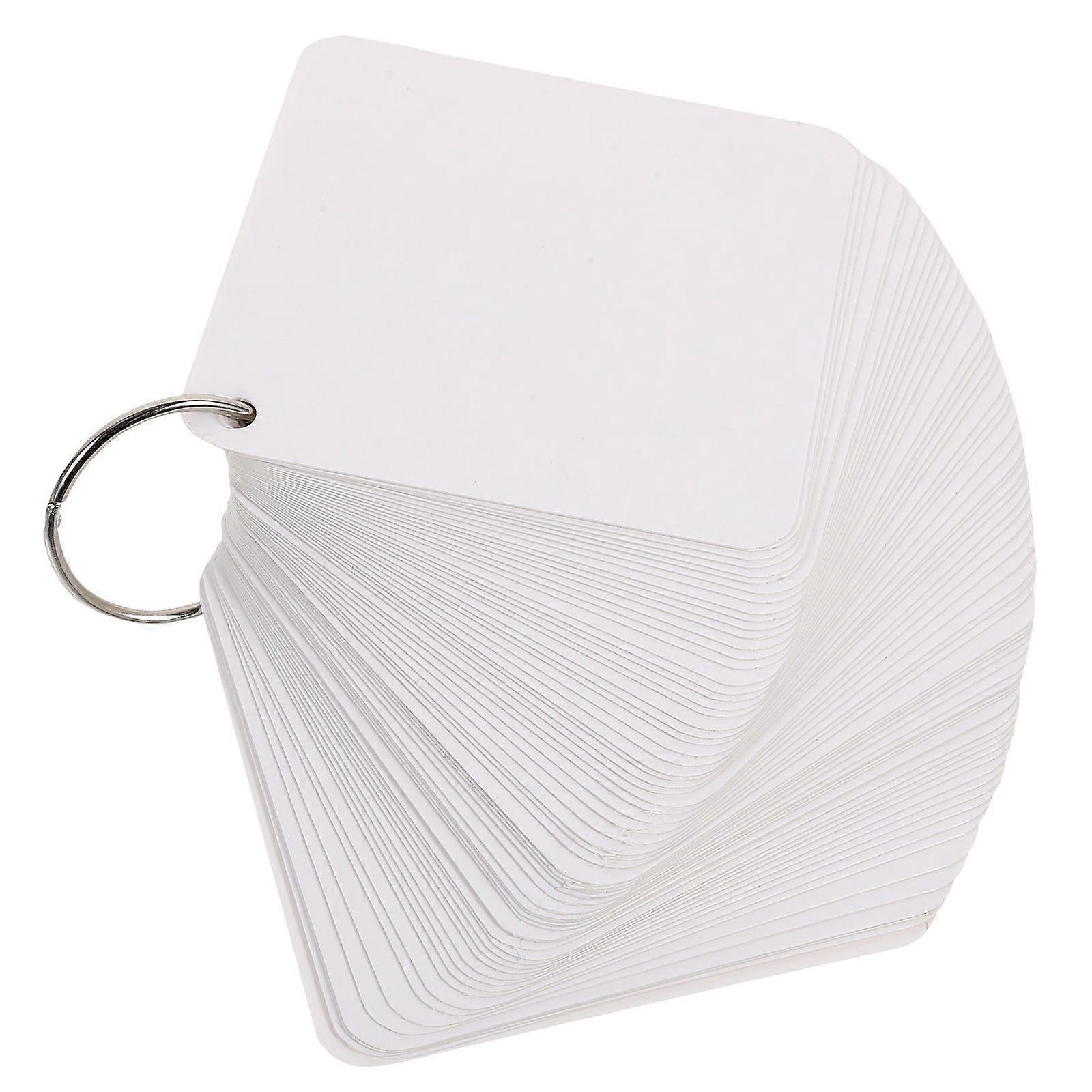 1 Set Blank Flash Cards for Studying Blank Index Notecards Pre Hole Punched Index Cards with Metal Binder Rings