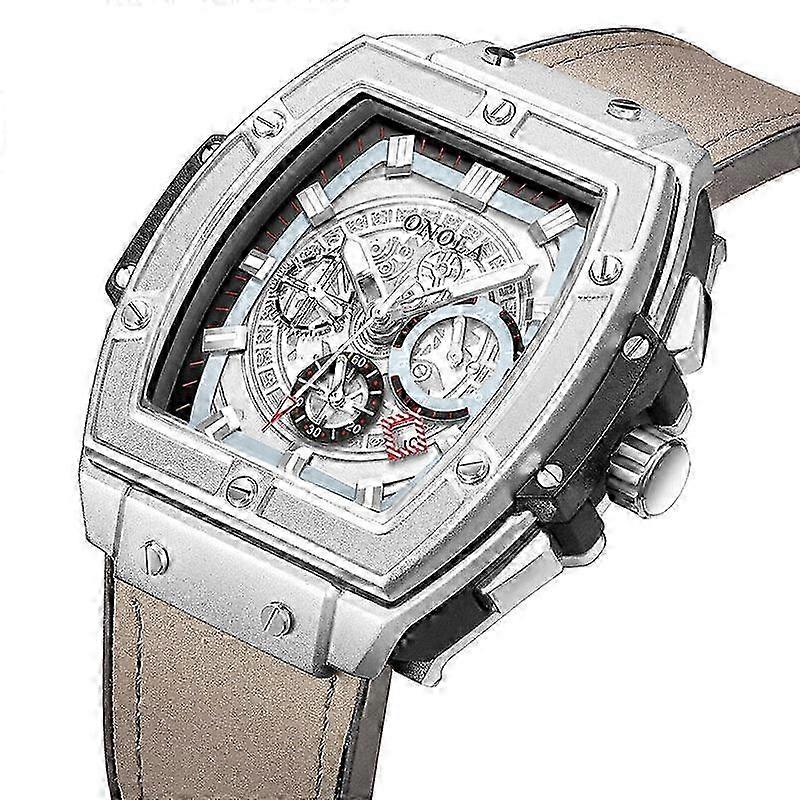 Men Watch Square Dial Calendar Stopwatch Multi-function Luminous Di...