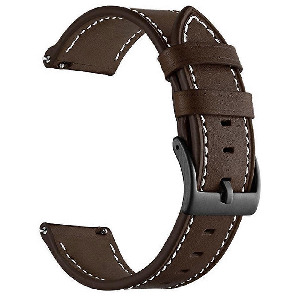 Pour Garmin Forerunner 265 255 22mm Stitching Bracelet de montre Bracelet de montre en cuir de vache véritable - Café