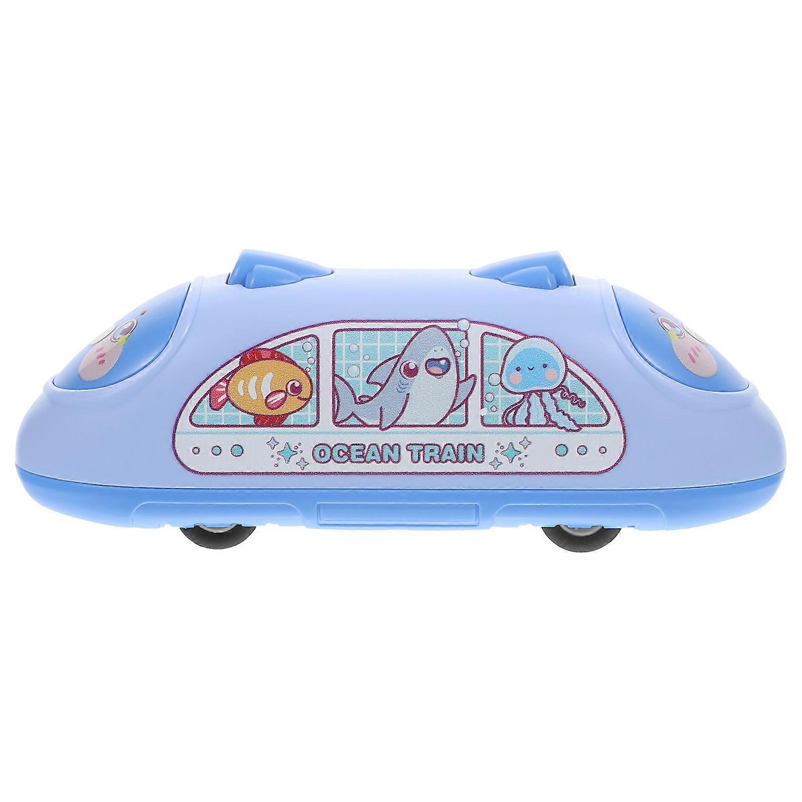 Toy Train Pull Back Model for Children Blue Plastic Cabinet Display Simulation Appearance 1Pcs