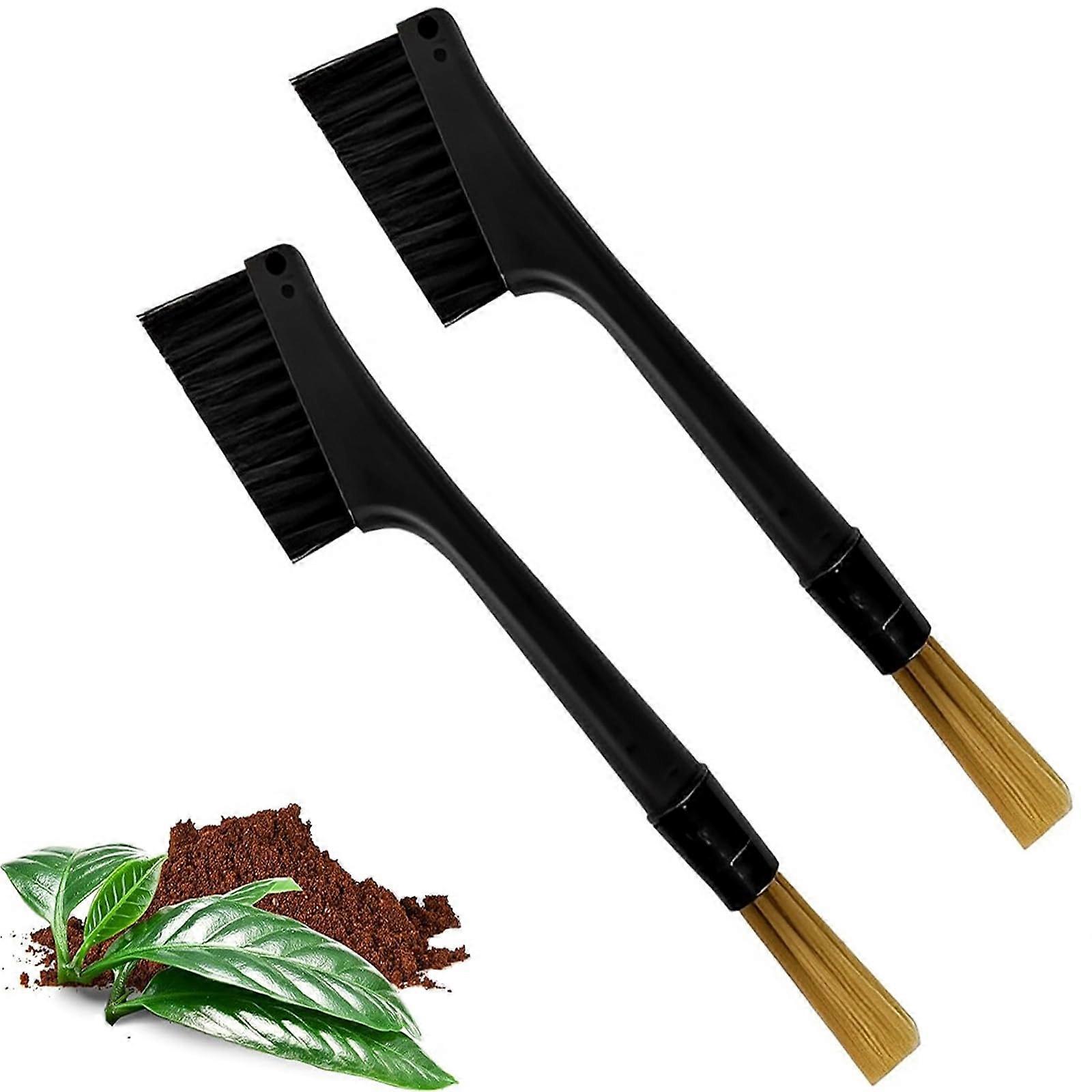 Coffee Machine Cleaning Brushes 2Pcs, Detachable Dusting Bar for Espresso Grinder, Dual Purpose 2pcblack