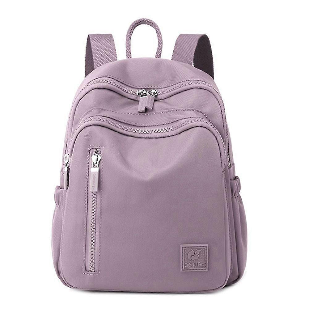 Men's Solid Color Backpack, Lightweight Waterproof School Bag, Mini Laptop Backpack - Purple