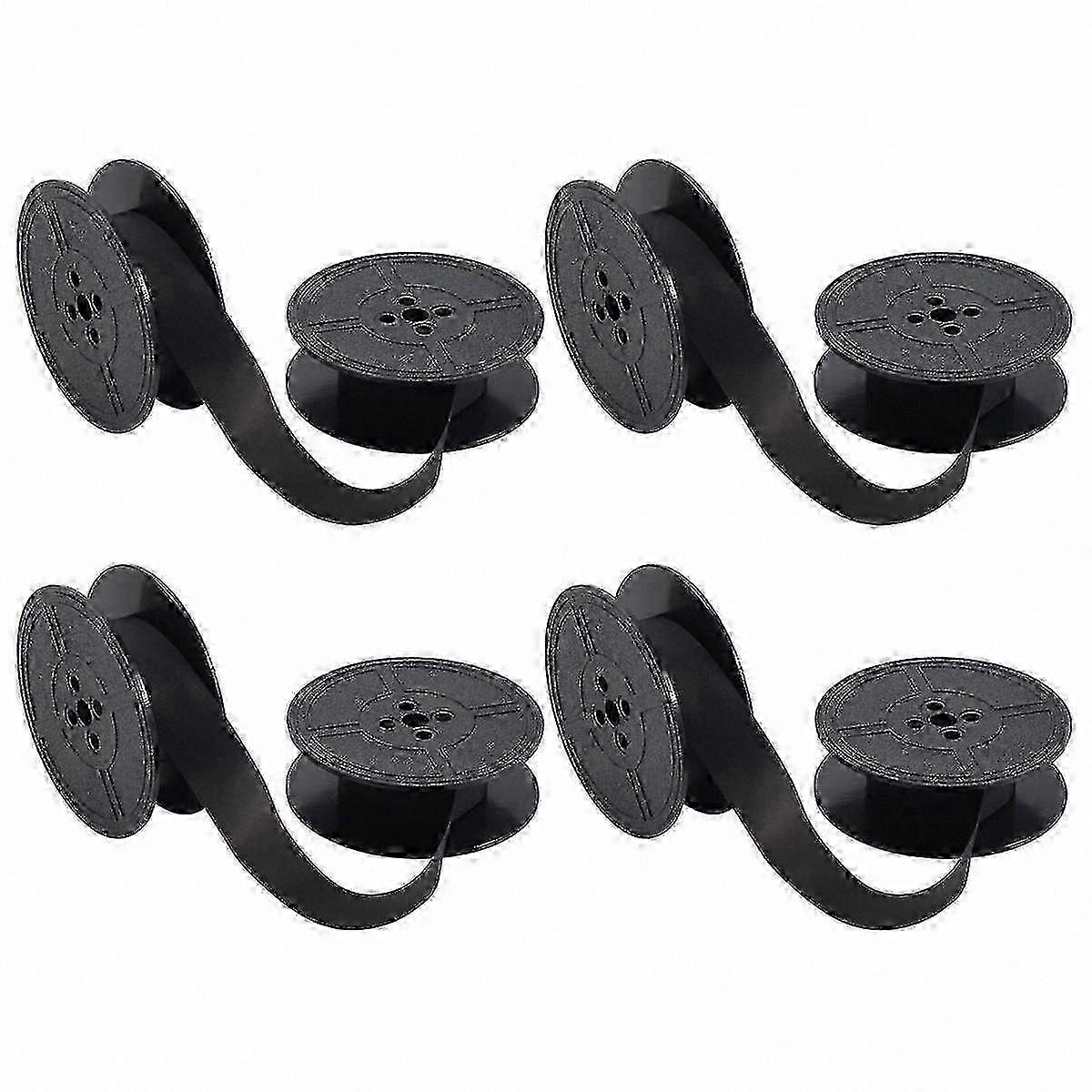 Black Twin Spool Ribbon for Typewriters - 4-Pack Replacement Ink Cartridges Compatible with Most Models hwy