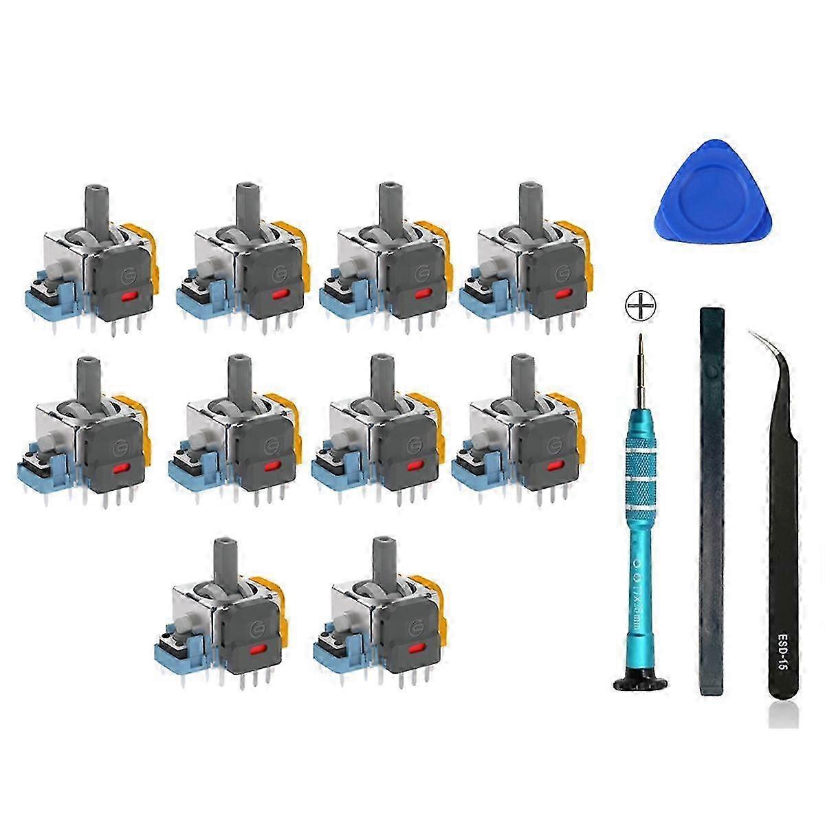 10PCS Hall Joystick for Game Console Joysticks Hall Electromagnetic Adjustable Joysticks with Screwdriver Repair Set