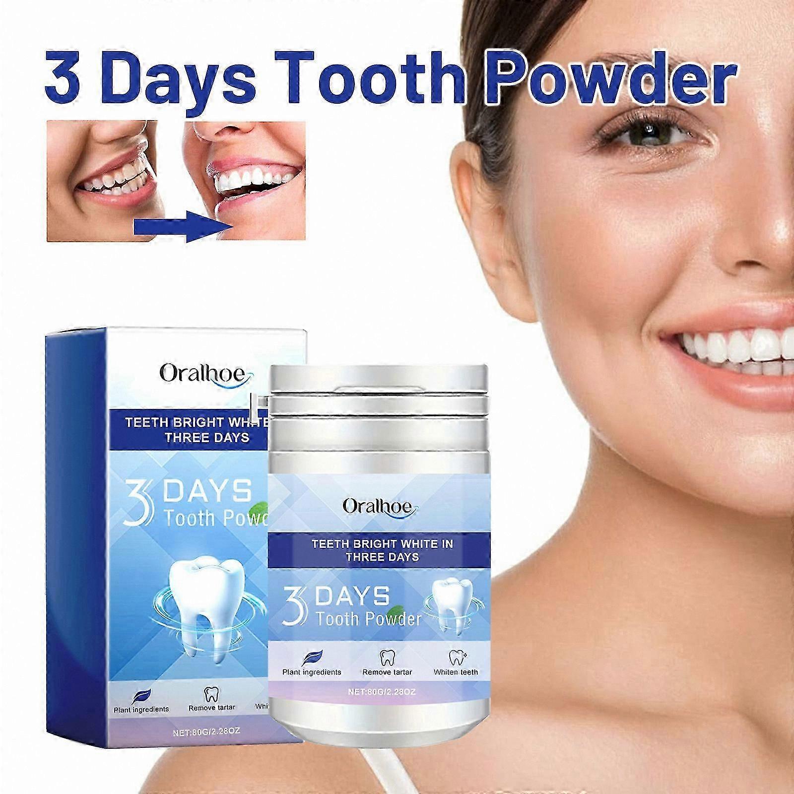 Teeth Whitening Powder for Stain Removal, Fresh Breath Solution, 3-Day Whitening Routine