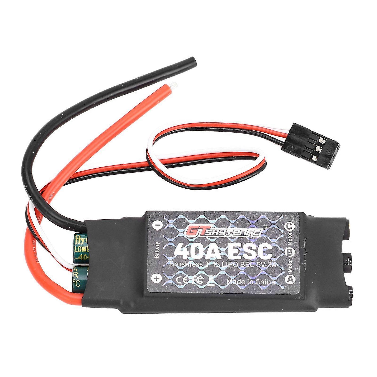 Brushless ESC 40A Black Brushless ESC for RC Fixed Wing Aircraft Short Cable Version Without Plug